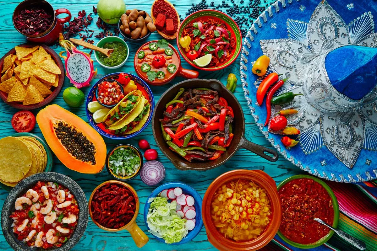 Colorful And Festive Presentation Of Mexican Food